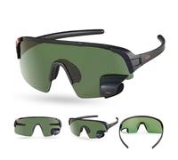 TriEye Gafas de ciclismo con espejo retrovisor, gafas polarizadas para bicicleta para hombre y mujer, antiarañazos, lentes transparentes y verdes, gafas de seguridad para ciclismo, carretera y trail