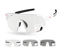TriEye Gafas de Ciclismo Fotocromáticas Con Espejo Retrovisor - Gafas de Sol UV-400 Para Hombres y Mujeres - Transparentes Con Lentes Fotocromáticas (Blanco)