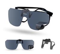TriEye View Clip-On Gafas de Sol con Espejo Izquierdo - Gafas Polarizadas para Usuarios de Gafas - Clip Solar 140 mm - Ahumados - Humo Polarizado