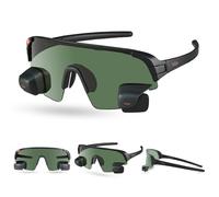TriEye View Sport Gafas de sol polarizadas hombre mujer - Gafas de ciclismo con espejo retrovisor integrado, montura ligera TR90, protección UV400 - Humo Polarizado M