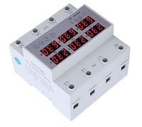 Trifásico DIN, Voltímetro de Riel Amperímetro Sobrevoltaje Automático Respuesta Rápida Protector de Sobrecorriente de Fábrica Seguro CA 390-500V 63A Protección contra (63A)