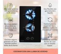 Trifecta Domino Cocina a gas 2 quemadores triangulares vitrocerámica Klarstein