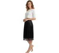 TRIFOLIUM Enagua de Media Falda para Mujer con Ribete de Encaje 74 cm Negro ES 46-48 Etiqueta de fábrica XXL (1064-XXL-BK)