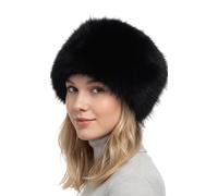 TRIFOLIUM Sombrero de Invierno Cálido y Estiloso para Mujer - Estilo Ruso Cossaco Negro Largo Sintético Etiqueta de fábrica S (HT6386-S-BK-Fox)