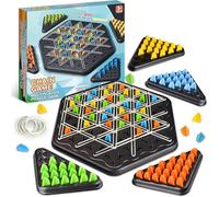 Triggler Juego de Mesa Gomas Juego de Ajedrez Triangular Triángulo de Cadena 2-4 Personas Triángulo Juego de Estrategia para Fiestas y Viajes Niños Adultos