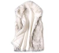TRIGLICOLEUM Chaleco de piel sintética para mujer, chaleco de pelo mullido, elegante, sin mangas, abrigo de piel sintética cálido para invierno, chaqueta de invierno, abrigo de piel sintética, abrigo