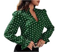 TRIGLICOLEUM Tops Mujer Otoño Polka Dot Estampado Blusa de Manga Larga Camiseta de Manga Larga Camiseta Invierno Larga Adolescente Niñas Suéter Basic S-3XL