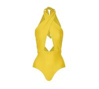 Trikini halter de girasol para mujer, ropa de playa ajustable, Bikini, S