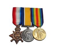 Trikoty Trío de medallas militares de la Primera Guerra Mundial 1914-15, medalla de guerra británica y medalla de victoria, reproducción de tamaño completo