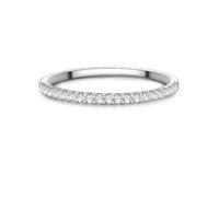 Trilani Anillo para mujer 925/- plata de ley | Rodiado, anillo de memoria, circonita, blanco, facetado
