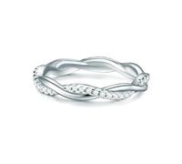 Trilani Anillo para mujer 925/- plata de ley | Rodiado, anillo de memoria, circonita, blanco, talla brillante