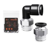 TRILINK Kit 20 Racores Neumáticos 1/8" OD x 1/8" NPT - Rectos y Codos Push-to-Connect, Racores Rápidos Aire Comprimido para Compresores y Tuberías