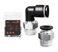 TRILINK Kit 20 Racores Neumáticos 3/8" OD x 3/8" NPT - Rectos y Codos Push-to-Connect, Racores Rápidos Aire Comprimido para Compresores y Tuberías