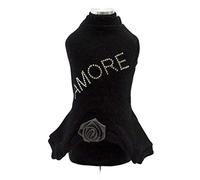 Trilly Tutti Brilli Pelele de 4 Patas de Lana con aplicación térmica Swarovski y Broche de Raso, Negro, XS - 1 Producto