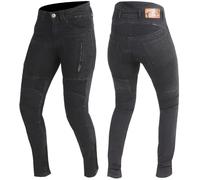 Trilobite Parado Black Monolayer Slim Vaqueros de moto para mujer, negro, tamaño 30 32