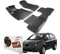 Trimak Alfombrillas 3D para coche compatibles con Seat Altea, no XL, accesorios de coche 1ª y 2ª fila, TPE, para todo tipo de climas, antideslizantes, delanteras y traseras, negras
