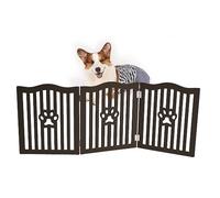 Trimate, Puerta para Mascotas, Puerta de Madera para Perros pequeños y Gatos. Gran Valla Plegable para Puertas, pasillos, escaleras. Espresso