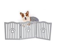 Trimate, Puerta para Mascotas, Puerta de Madera para Perros y Gatos pequeños, Gran Valla Plegable para Puertas, pasillos, escaleras, Color Gris