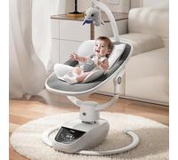 Trimigo silla bebé eléctrica 180° ajustable 3D con mando a distancia, 5 modos, 4 velocidades, 3 alturas de asiento, 8 canciones de calma, columpio bebé 0-12 meses (color gris)