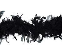 Trimits Boa de Plumas Marabú 1,8m x 12cm - Bufanda de Plumas para Disfraz, Fiestas, Vacaciones, Festivales, Pride, Despedida de Soltera, Despedida de Soltero, Halloween, Árbol de Navidad - Negro