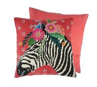 Trimits Kit de cojín de punto de cruz, parte trasera de cojín incluida, lienzo preimpreso, hilo y aguja incluidos, 40 x 40 cm, cebra