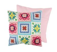 Trimits Kit de cojín de punto de cruz, parte trasera de cojín incluida, lienzo preimpreso, hilo y aguja incluidos, 40 x 40 cm, ganchillo