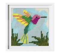 Trimits Kit de media puntada/tapiz - Diseño de colibrí en lienzo impreso de 6 unidades (20,5 x 22,9 cm) con hilos, aguja e instrucciones (idioma español no garantizado). Una gran introducción al arte