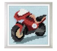 Trimits Kit de Medio Punto/Tapiz para Niños Vaca - Lienzo Impreso 17 x 17cm con Hilos Acrílicos, Aguja de Plástico, Gráfico en Color e Instrucciones - Kit Creativo para Niños