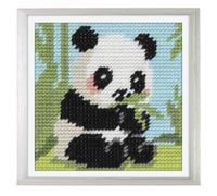 Trimits Kit de Medio Punto/Tapiz para Niños Vaca - Lienzo Impreso 17 x 17cm con Hilos Acrílicos, Aguja de Plástico, Gráfico en Color e Instrucciones - Kit Creativo para Niños