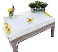 Trimits Kit de punto de cruz impreso, camino de mesa, incluye tela impresa, hilos, aguja e instrucciones (idioma español no garantizado), 40 x 100 cm, girasoles