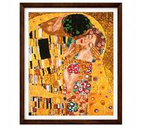 Trimits Kit de punto de cruz impreso extragrande: diseño El Beso (Klimt) en tela Aida de 14 puntos (51 x 62 cm) con hilos, aguja, diseño codificado por colores e instrucciones