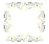 Trimits Kit de punto de cruz, mantel, incluye tela impresa, hilos, aguja e instrucciones (idioma español no garantizado), 80 x 80 cm, tulipanes