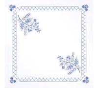 Trimits Kit de punto de cruz, mantel, incluye tela impresa, hilos, aguja e instrucciones (idioma español no garantizado), 80 x 80 cm, diseño floral azul