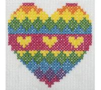 Trimits Kit de punto de cruz para niños para aprender a cruzar, incluye instrucciones de hilo de aguja de lienzo, 15 x 15 cm, corazón