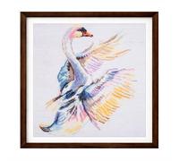 Trimits Kit grande de punto de cruz estampado con diseño de cisne sobre tela Aida estampada de 11 hilos (42,5 x 41,5 cm) con hilos, aguja, diseño a color e instrucciones