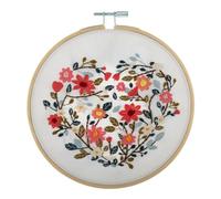 Trimits Kits de aros de bordado - 15 cm, juego de iniciación para principiantes, incluye hilos de aro de bambú, parte trasera de aguja de tela e instrucciones, corazón floral