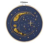 Trimits Kits de aros de bordado, 15 cm, juego de iniciación para principiantes, incluye hilos de aro de bambú, soporte de aguja de tela e instrucciones (idioma español no garantizado), luna