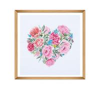 Trimits Kits de punto de cruz grandes, costura de bordado para adultos, principiantes, niños, regalos de Navidad, arte de pared (marco no incluido), 11 unidades, corazón floral