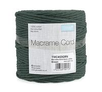 Trimits Natural Crafting - Cordón trenzado de macramé de algodón, color verde oscuro, 4 mm x 87 m