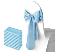 Trimming Shop 10 bandas de satén para sillas, lazos decorativos para sillas de fiesta, lazos más anchos para sillas de boda, cumpleaños, Navidad, eventos, decoración, 7 x 108 pulgadas, azul bebé