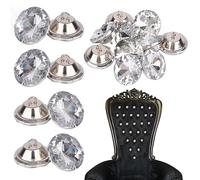 Trimming Shop 10 botones de cristal transparente de corte de diamante de imitación de 20 mm con lazo para coser, sofá, cabecero, manualidades, decoración de muebles de cama