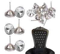 Trimming Shop 10 tachuelas decorativas de 20 mm con corte de diamante de cristal transparente para tapicería, cabeza de cristal, para sofá, cabecero, manualidades, decoración de muebles de cama