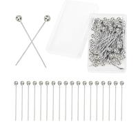 Trimming Shop 100 Piezas de 40 mm con Cabeza de Perla Plateada para Costura, Acolchado, joyería y Manualidades, alfileres de Tela Rectos para Costura, decoración de Flores, proyectos de Bricolaje