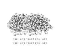 Trimming Shop 100 X 4mm Ojales con Arandelas para Ropa y Piel Manualidades en Artes y Costura Proyectos - Ideal para Bolsos, Scrapbooking y Paño de Reparación - Plateado, 4mm