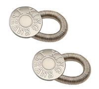 Trimming Shop 2 extensores de cintura con botones para jeans, pantalones, cuellos y ropa de maternidad, botones extensores de cintura ajustables con resorte elástico, color plateado con diseño
