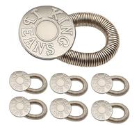 Trimming Shop 20 extensores de cintura con botones para jeans, pantalones, cuellos y ropa de maternidad, botones extensores de cintura ajustables con resorte elástico, color plateado con diseño