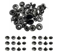 Trimming Shop 20 mm S Spring Press Studs 4 partes, duradero y ligero, cierre de botones de metal para chaquetas, manualidades de cuero, ropa de costura, monederos, negro plomizo, 20 piezas