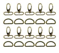 Trimming Shop 20 Piezas de Metal Bronce Giratorio gatillo Gancho y Anillo D para Correas de cincha, Accesorios de Bolsa, Accesorios para Manualidades, Accesorios de Bricolaje, 32 mm