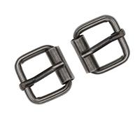 Trimming Shop 25mm Metal Cuadrados Hebillas para Zapatos, Botas, Bolsas Y Accesorios, Artesanía en Piel, Correa Cinturón - Resistente, Ligero - Gunmetal, 2pcs