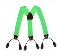 Trimming Shop 25mm Unisex Hombre Negra con Marrón Ojal Botón Tirantes Elástico Ajustable y Forma para Pantalones Anti-Deslizante con Cierre Fuerte Clips Loops Verde, 44"